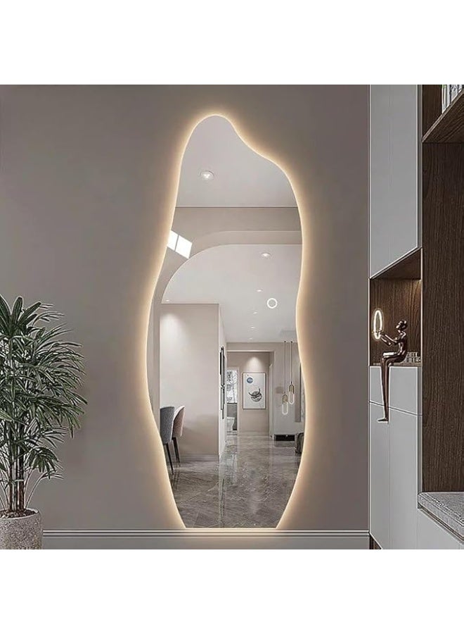 Vphom Full-Length LED Vanity Mirror 170X70cm | Standing, Wall-Mounted, Hanging or Leaning Floor Mirror | Wooden Frame Dressing Mirror with 3-Color Touch Dimmable LED Light - Image 1